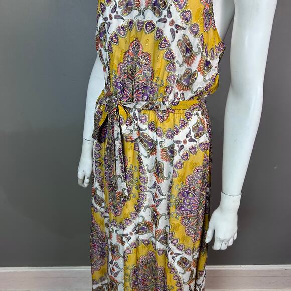 Anthropologie Akemi + Kin maxi dress Medium strappy gold blouson lightweight NWT - Picture 4 of 16